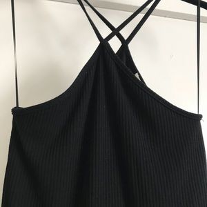 Fitted black knit mini dress
